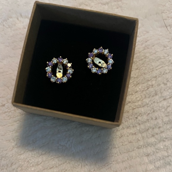 Vintage Ross Simons Amethyst n Simulated Diamond CZ Jackets - Picture 4 of 5